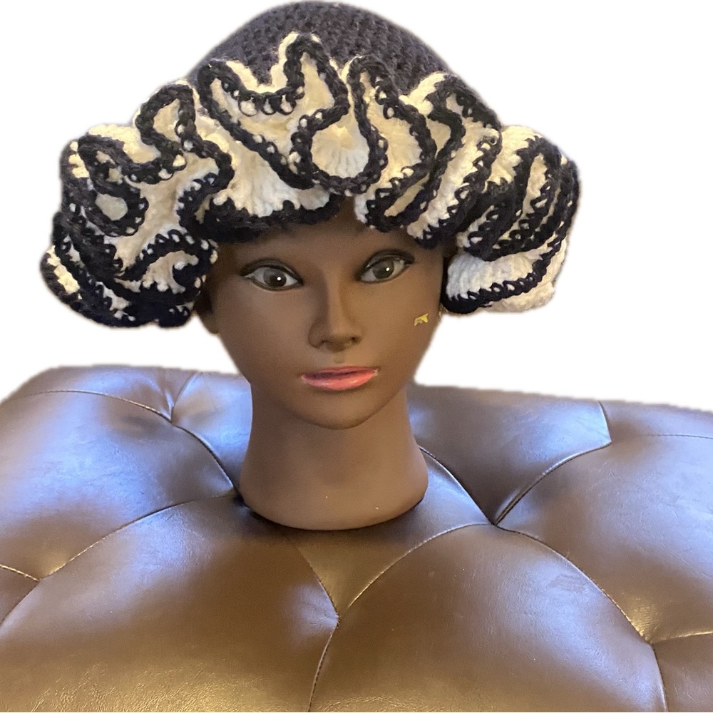 Elegant Blue and White Crochet Hat